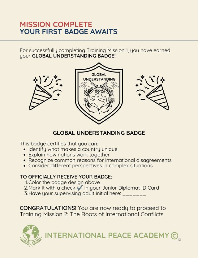Badge award page from the book